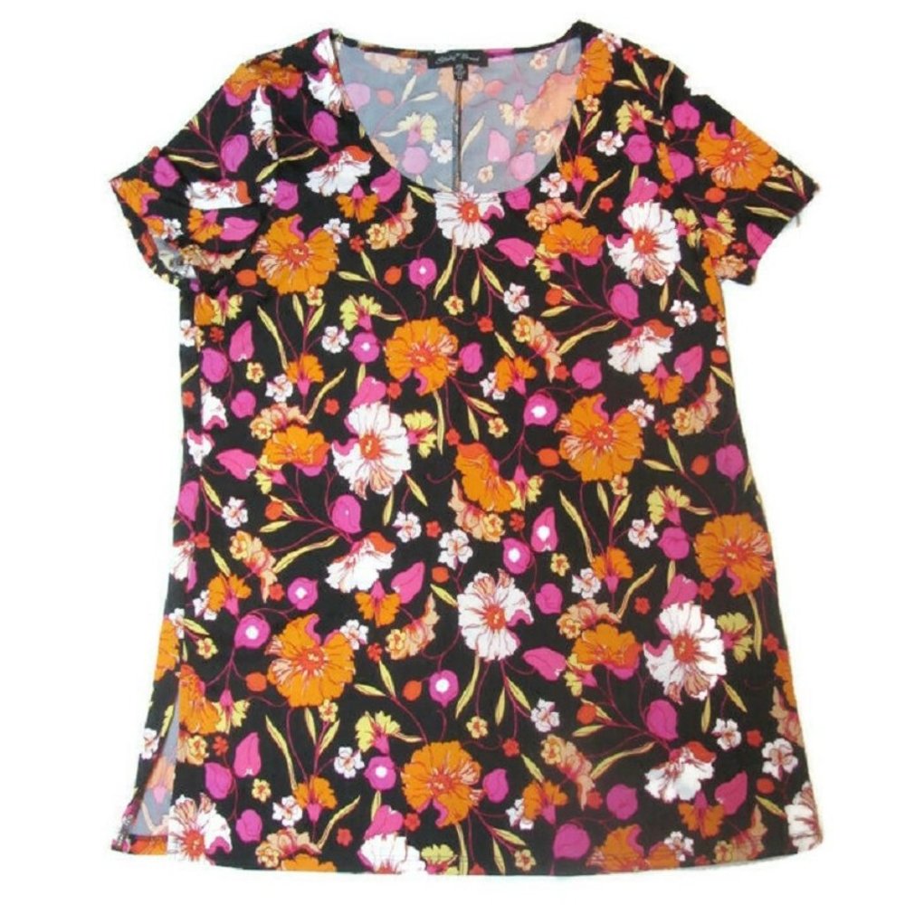 Slinky Floral Short Sleeve Top MEDIUM